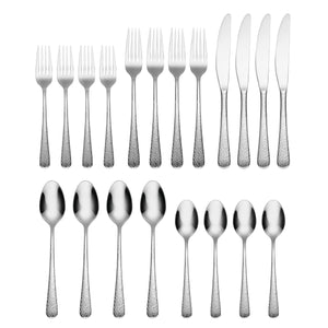 Lenox Cambridge Keene Hammered Mirror 20-Piece Flatware Set Metallic, STAINLESS METAL 348720CNW12R