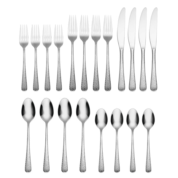 Lenox Cambridge Keene Hammered Mirror 20-Piece Flatware Set Metallic, STAINLESS METAL 348720CNW12R