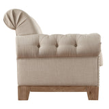 Homelegance By Top-Line Euphemie Tufted Rolled Arm Chesterfield Chair Oak Linen