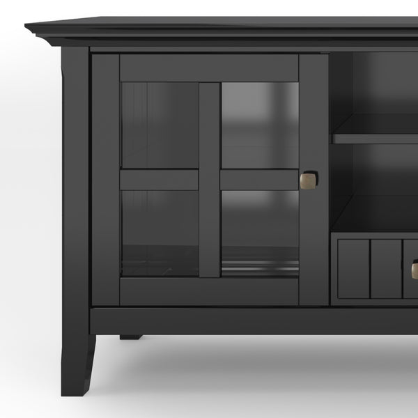 English Elm Acadian 60" Tv Media Stand - Handcrafted Black Wood Design With Glass Doors & Cable Management Solutions B136P159682