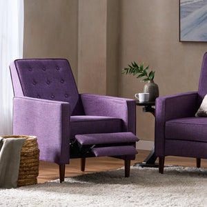 English Elm Christopher Knight Home® - Fabric Recliner Chair Mid-Century Modern Pushback Single Sofa with Tufted Cushion, Birch Legs, Cozy Comfort Purple 60741.00MPUR
