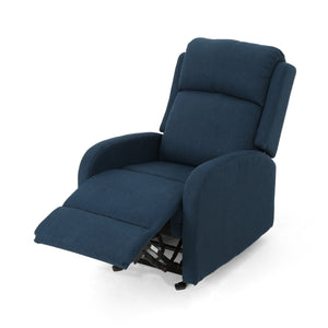 English Elm Christopher Knight Home® - 25" Plush Waterfall Backrest Manual Rocker Recliner with Curved Arms and Smooth Lever Recline Navy Blue 62805.00