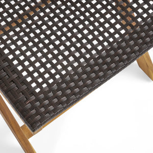 English Elm Christopher Knight Home® - HILLSIDE Woven Bistro Chair Set of 2 — Folding Wood Patio Seating with Handcrafted Caning, Low-Maintenance Comfort Brown 65092.00