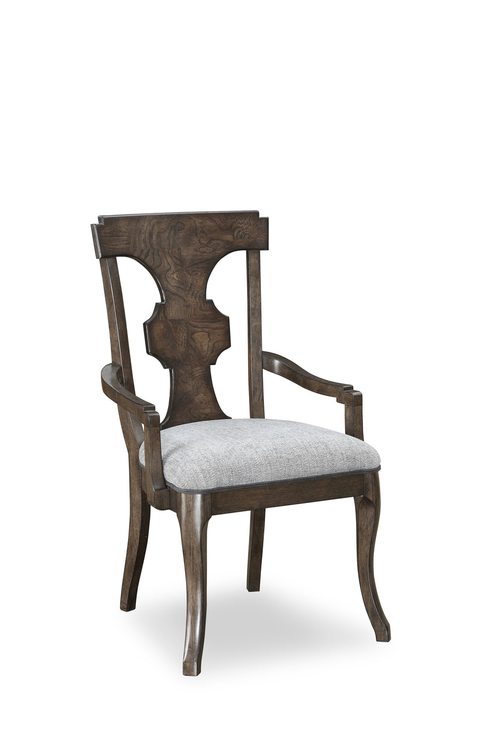 A.R.T. Furniture Landmark Splat Back Arm Chair - Elegant Traditional Design In Smoked Tenebre With Comfortable Upholstery - Set Of 2 Brown, Grey Material, Hickory And Oak Veneers 256203-2316
