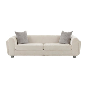Pasargad Home Bergamo 3-seater Sofa In Ivory With Pillows - Mid-century Modern Elegance & Comfort Ivory Polyester Pzw-20044-3