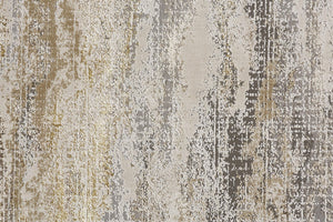 Feizy Rugs Aura Luxe Abstract Gradient Rug - Durable Polyester Blend For A Stunning Modern Home Décor Gold,Gray,Ivory Polyester,Polypropylene Aur3735fgldgryj10