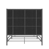 Homelegance By Top-Line Marcel Black Nickel Canopy Bed with Linen Panel Headboard Black Nickel Metal