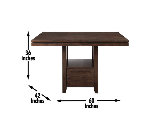English Elm Steve Silver - Yorktown 7-Piece Counter Storage Dining Set Dark Brown — 36" Table, 24" Stools, Gray Tweed Cushions, Storage B081S00334