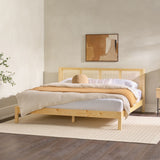 Solid Wood Rattan Paneled Platform King Bed Natural YASB8BNA Walker Edison