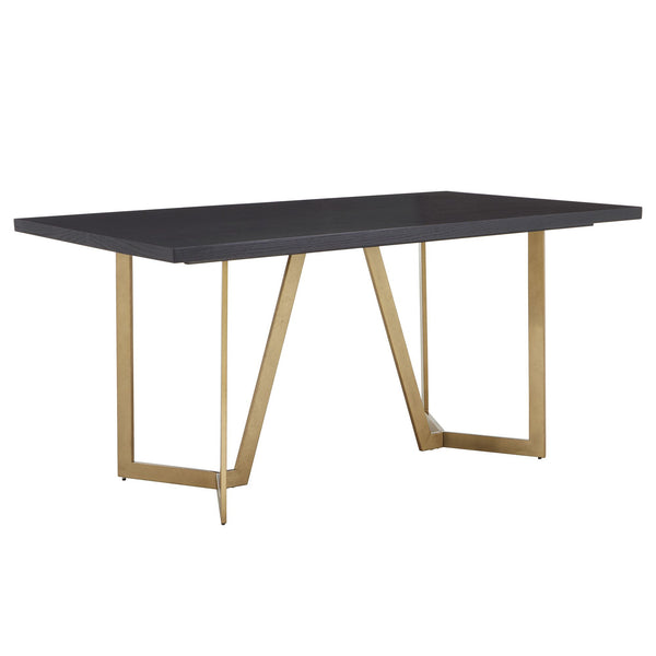 Homelegance By Top-Line DuBose Black and Distressed Gold Finish Dining Table Black Wood