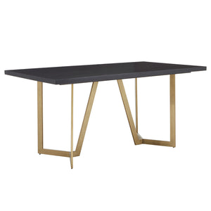 Homelegance By Top-Line DuBose Black and Distressed Gold Finish Dining Table Black Wood