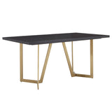 DuBose Black and Distressed Gold Finish Dining Table