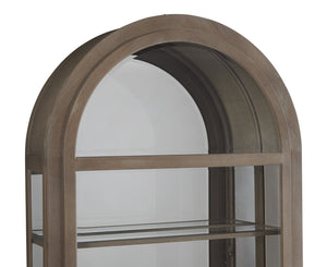 Hooker Furniture Arch Curio Cabinet With Glass Sliding Door – Elegant Arched Design For Sophisticated Living Spaces Brown Oak Veneer P021787