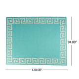 Christopher Knight Home® - Noble House - Preveli 7'10" X 10' Outdoor Area Rug, Teal and Ivory