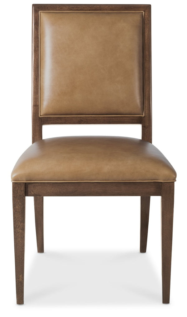 Hooker Furniture Archives Leather Side Chair — Dark Blond Semi-Aniline Upholstery, Classic Walnut Frame, Tailored Comfort And Timeless Dining Elegance 6123-75710-89