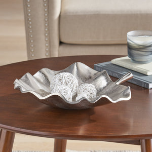 English Elm Christopher Knight Home® - Plate Handcrafted Aluminum Decorative Leaf Plate in Raw Nickel Finish — 17" x 16" Artisan Catchall, Jewelry Tray 72534.00