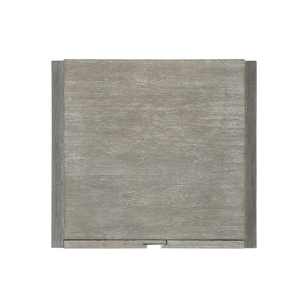 Bernhardt Bernhardt Cerused Acacia Side Table With Storage, Two-Tone Shale Finish, Soft-Close Doors & Steel Accent 306122
