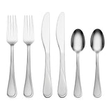 Cambridge Gravity 6-Piece Flatware Set, Sandblasted Stainless Steel, Dishwasher Safe