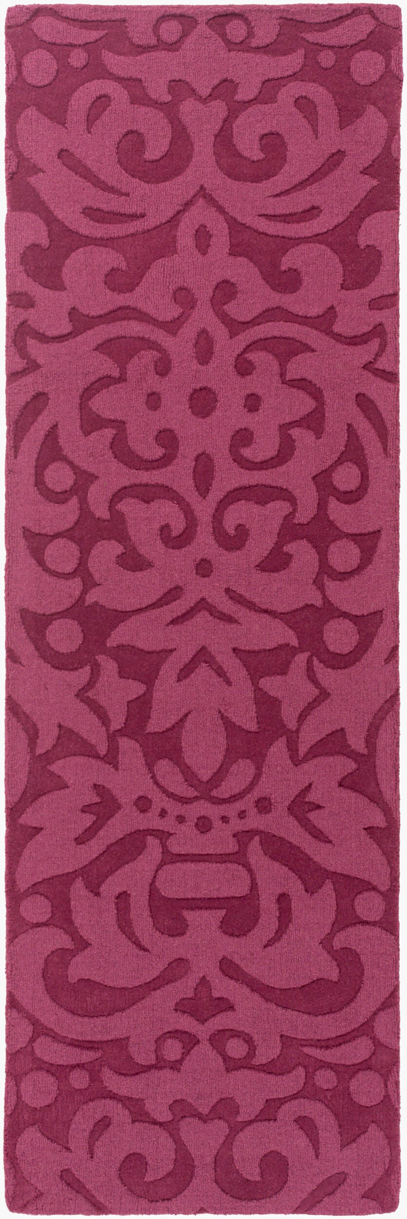 Surya Mystique 2'6" X 8' Handmade Wool Rug - Modern Decor, Exquisite Craftsmanship, Medium Pile Elegance Plum Wool M5342-268