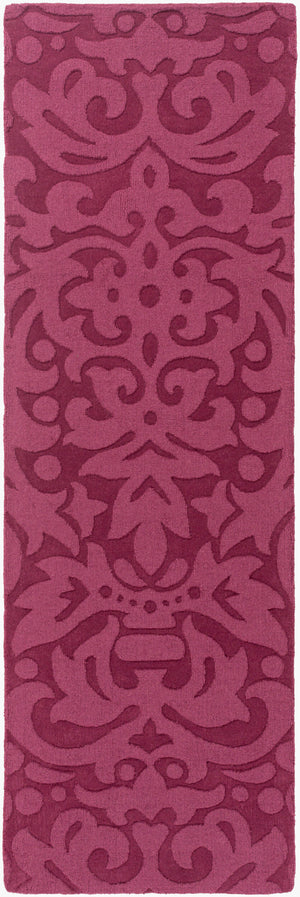 Surya Mystique 2'6" X 8' Handmade Wool Rug - Modern Decor, Exquisite Craftsmanship, Medium Pile Elegance Plum Wool M5342-268