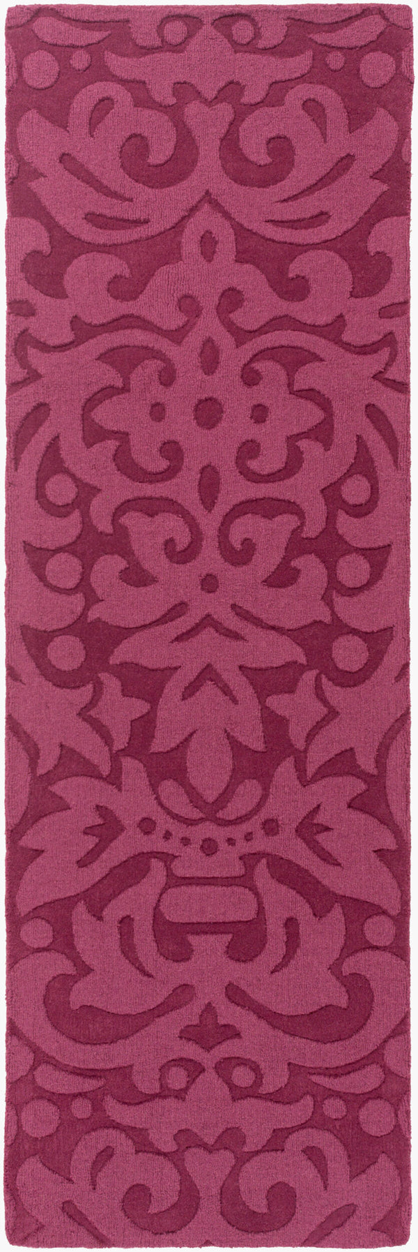 Surya Mystique 2'6" X 8' Handmade Wool Rug - Modern Decor, Exquisite Craftsmanship, Medium Pile Elegance Plum Wool M5342-268