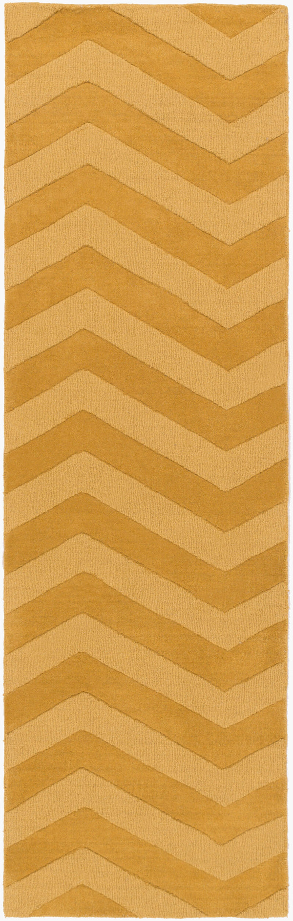 Surya Mystique 2'6" X 8' Handmade Wool Rug - Exquisite Modern Decor With Natural Class & Durability Mustard Wool M5365-268