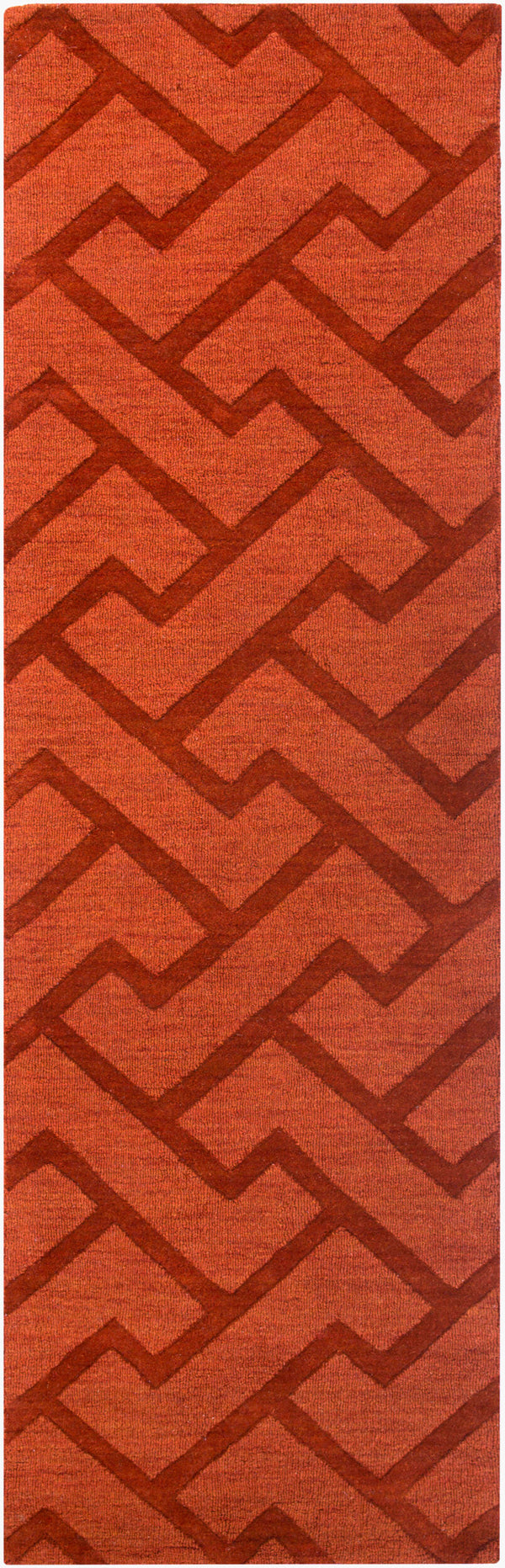 Surya Mystique 2'6" X 8' Handmade Wool Rug - Modern Decor Essential With Exquisite Craftsmanship & Style Rust Wool M5438-268
