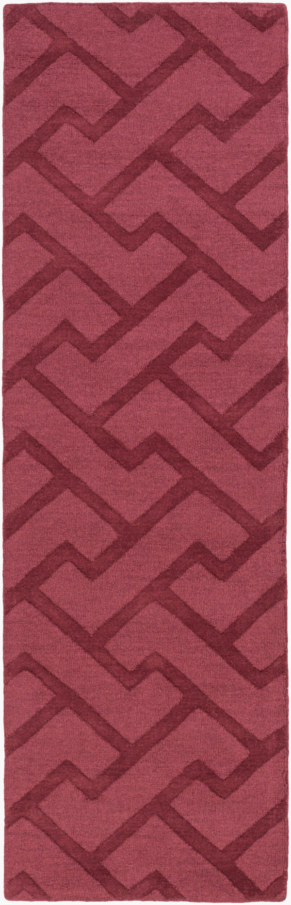 Surya Mystique 2'6" X 8' Handmade Wool Rug - Modern Decor Essential With Exquisite Craftsmanship & Style Plum Wool M5439-268