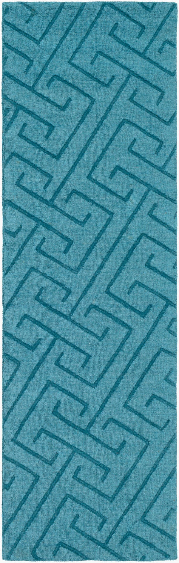 Surya Mystique 2'6" X 8' Handmade Wool Rug - Modern Decor Essential With Exquisite Craftsmanship & Style Deep Teal Wool M5453-268