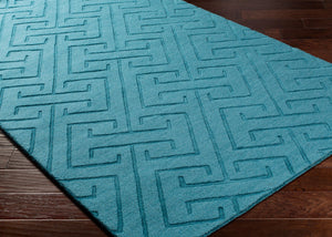 Surya Mystique 2'6" X 8' Handmade Wool Rug - Modern Decor Essential With Exquisite Craftsmanship & Style Deep Teal Wool M5453-268