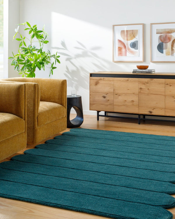 Livabliss Mystique Hand-loomed Wool Accent Rug Soft Plush Pile for Entryway or Bedside Teal, Ocean Blu 5' x 7'6" M5491-576