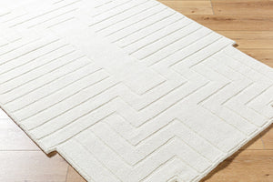 Livabliss Mystique Hand Loomed Wool Accent Rug Artisan Woven Texture for Entryways and Small Spaces Ivory, Cream 2' x 3' M5498-23