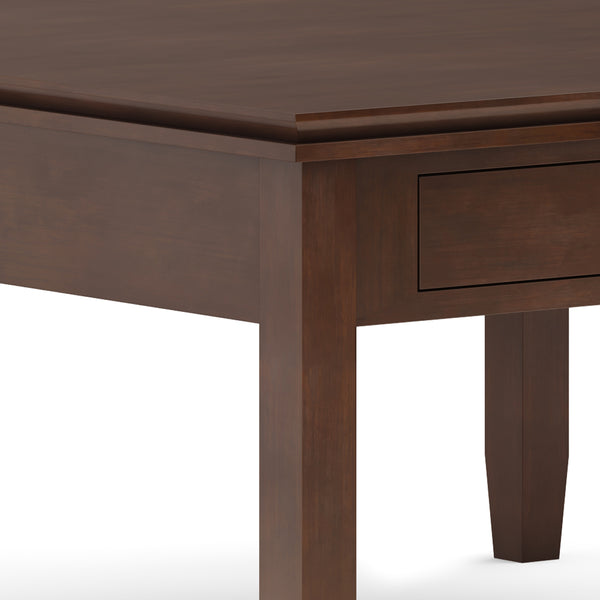 English Elm Artisan Square Coffee Table In Rich Russet Brown – Handcrafted Solid Wood With Storage Drawer B136P158413