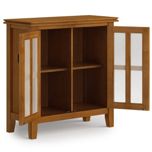 English Elm Artisan Low Storage Cabinet - Honey Brown Wood With Adjustable Shelves For Stylish Organization B136P158395