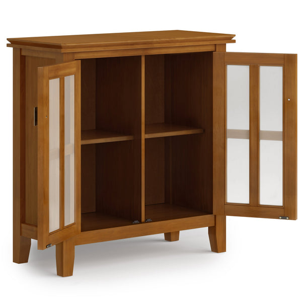 English Elm Artisan Low Storage Cabinet - Honey Brown Wood With Adjustable Shelves For Stylish Organization B136P158395