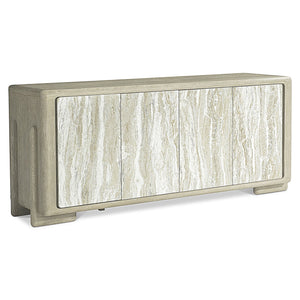 Bernhardt Bernhardt Arcadia Rustic-Modern Entertainment Credenza With Faux Stone Doors, Wire-Brushed Oak Finish 334880