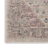 Nourison Tranquil TRA06 Machine Made Power-loomed Ornamental Border Indoor Only Vintage Farmhouse Rug Ivory Pink, Pink and Beige 100% Polypropylene 99446485403