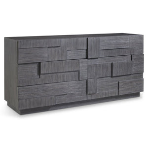 Bernhardt Bernhardt Lancer Dresser In Bracken Mahogany — Sculptural Patchwork Fronts, 6 Push-Open Drawers, 72" 347054