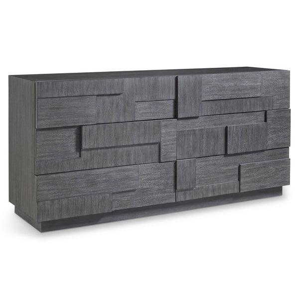 Bernhardt Bernhardt Lancer Dresser In Bracken Mahogany — Sculptural Patchwork Fronts, 6 Push-Open Drawers, 72" 347054