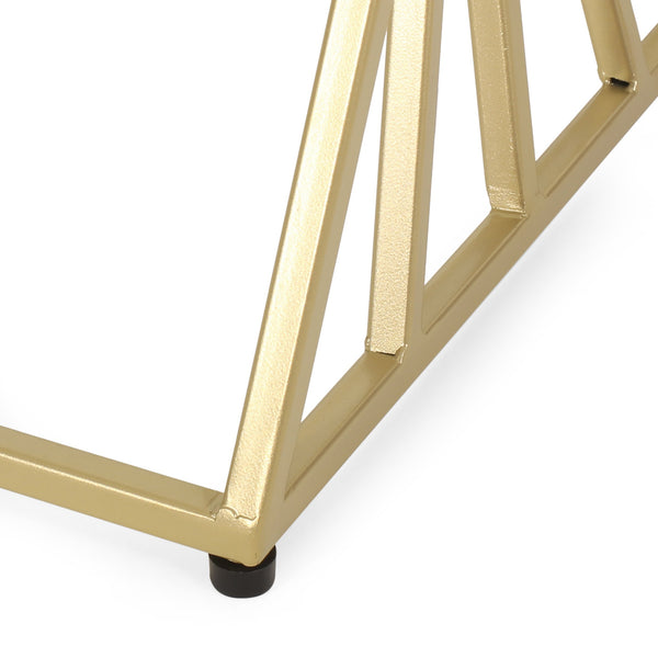 English Elm Christopher Knight Home® - END TABLE Champagne Iron Twisted Hourglass Accent Table with Tempered Glass Top, Modern Glam Chic 71940.00