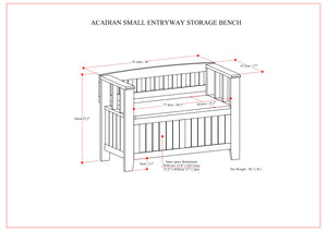English Elm Acadian Handcrafted Entryway Storage Bench with Lift-Top Seating, Solid Wood, Transitional Design Dark Brown B136P158298