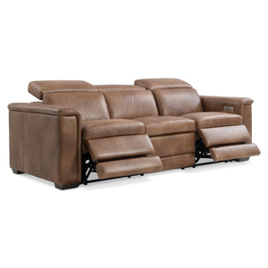 Bernhardt Bernhardt Lioni Leather Power Motion Sofa With Usb, Motorized Recline, Bustle Back Comfort, 93.5" Wide 9567RHO