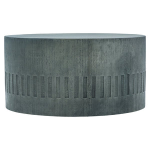 Bernhardt Bernhardt Miramar Round Cocktail Table — Textured Glass-Reinforced Concrete, Etched Geometric Charcoal Finish, Weather-Ready 35.5" X01025