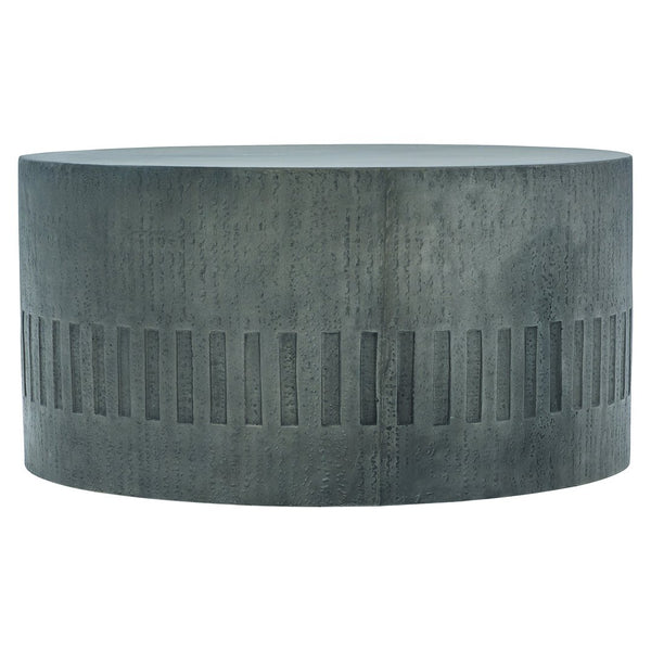 Bernhardt Bernhardt Miramar Round Cocktail Table — Textured Glass-Reinforced Concrete, Etched Geometric Charcoal Finish, Weather-Ready 35.5" X01025
