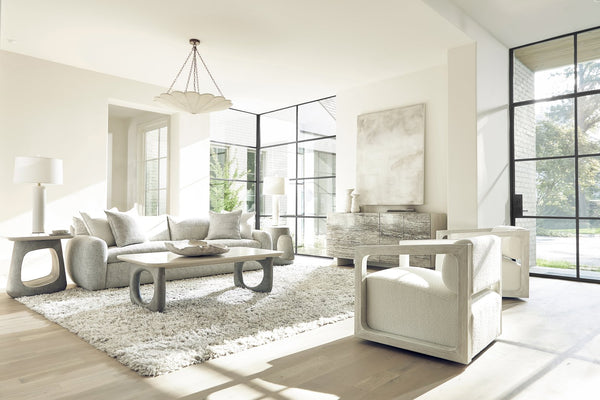 Bernhardt Bernhardt Sereno Side Table — Sculptural Sasso Resin Base With Walnut Lutra Top, Rustic Modern Accent 329121