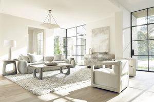 Bernhardt Bernhardt Sereno Cocktail Table With Walnut Lutra Top & Sasso Faux-Stone Resin Supports, 58"W 329021