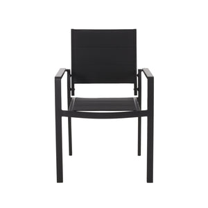 English Elm Christopher Knight Home® - WILBUR Aluminum Dining Chair - Black Outdoor Mesh Seat, Faux Wood Accents, Weather-Resistant Modern Design 73634.00BLK