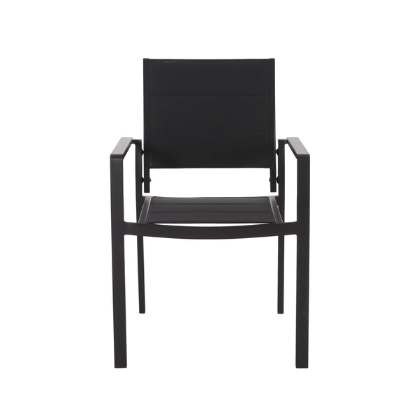 English Elm Christopher Knight Home® - WILBUR Aluminum Dining Chair - Black Outdoor Mesh Seat, Faux Wood Accents, Weather-Resistant Modern Design 73634.00BLK