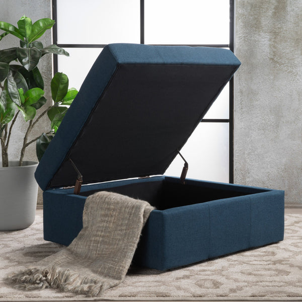 English Elm Larkin Tufted Storage Ottoman with Rolling Casters for Modern Living Rooms 53068.00NBL