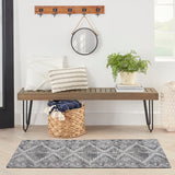 Nourison Brixton BRX01 Machine Made Loom-woven Tribal Border Indoor Only Modern & Contemporary Bohemian Rug Gray, Gray 64% Polyester,34% Cotton,2% Other 99446045775